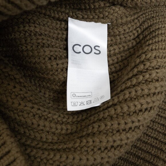 COS Two-Tone Knitted Jumper Wool Blend Chunky Sweater Green - Picture 11 of 13